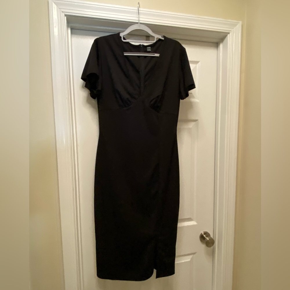 Simple Black V Neck Dress